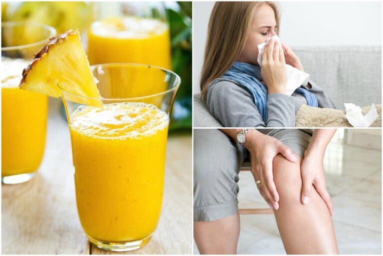Batido de piña, jengibre y cúrcuma para el resfriado
