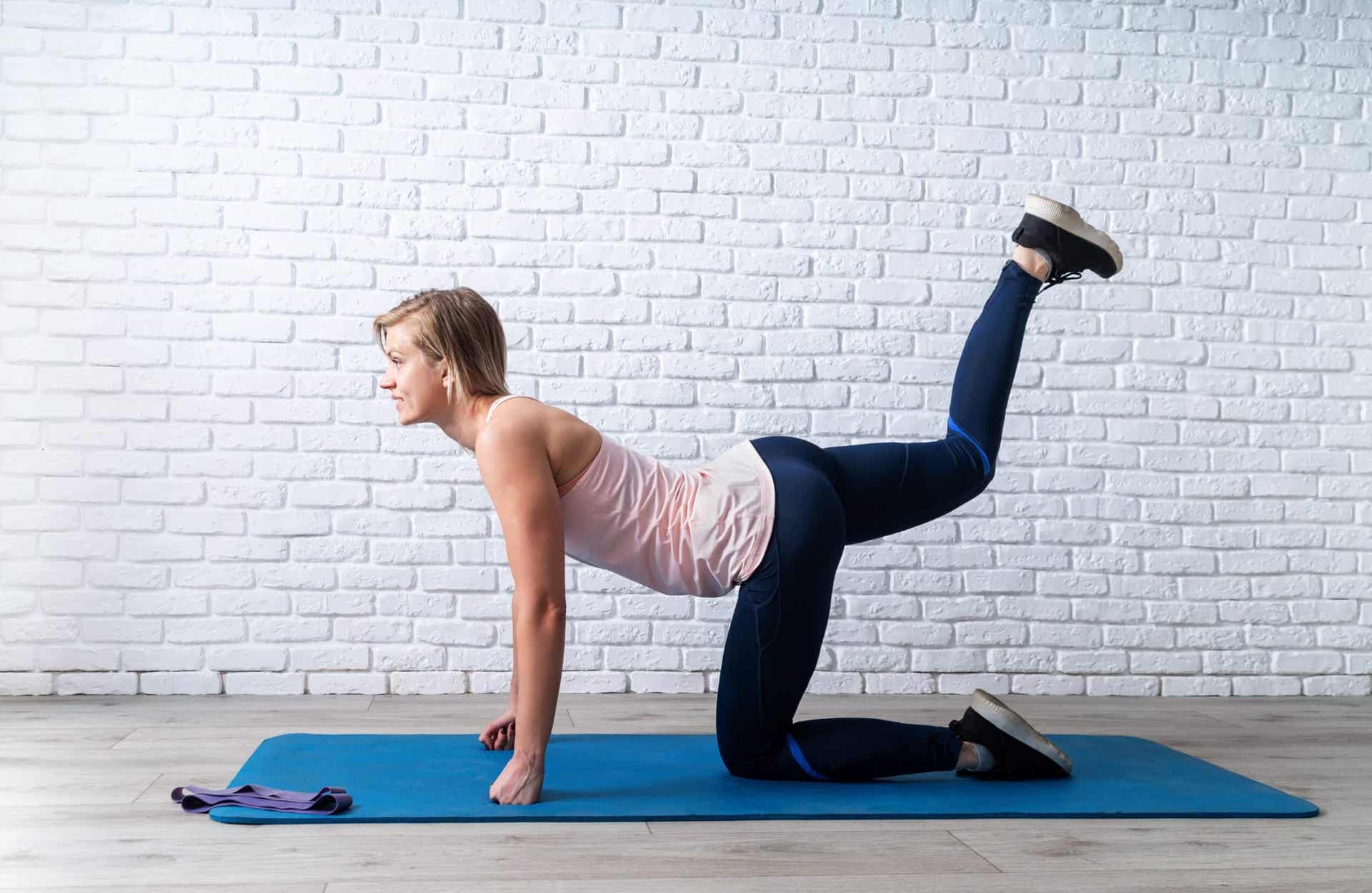 A woman doing exercises.