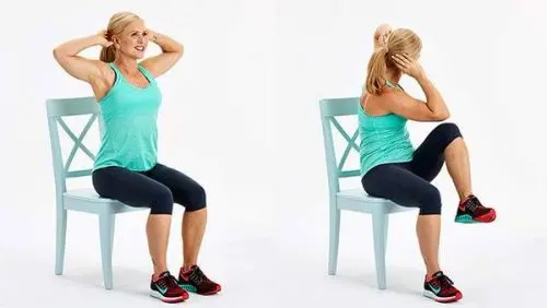 Elevación de rodilla con empuje hacia adentro para eliminar la grasa abdominal