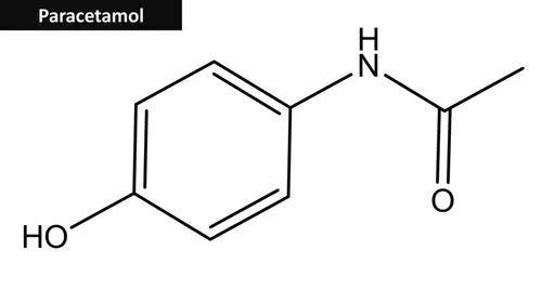 Formula química del paracetamol. Uno de los genéricos más usados.