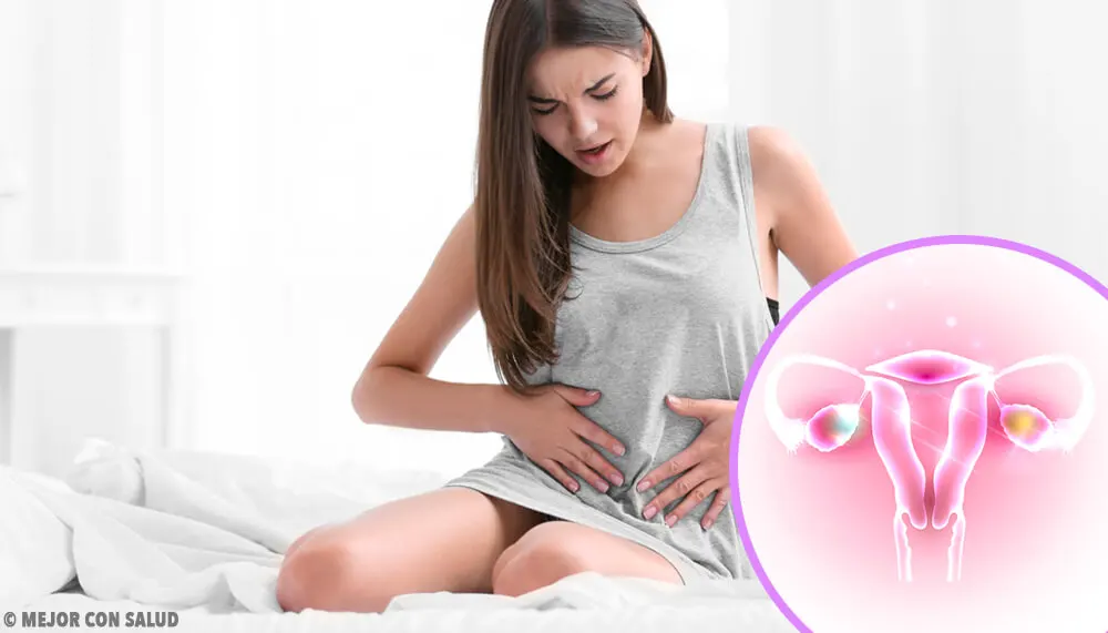 Mujer con dolor de ovarios
