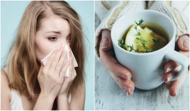 Alivia la tos y el resfriado con una infusión de tomillo, limón y miel