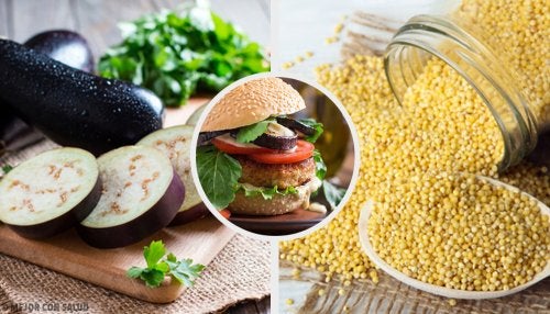 Deliciosas hamburguesas veganas de mijo y berenjena