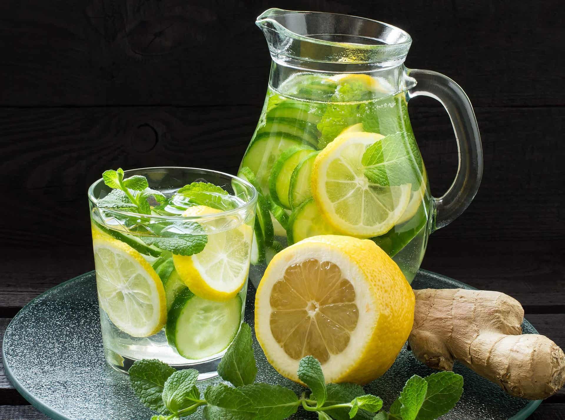 komkommer- en citroenwater 