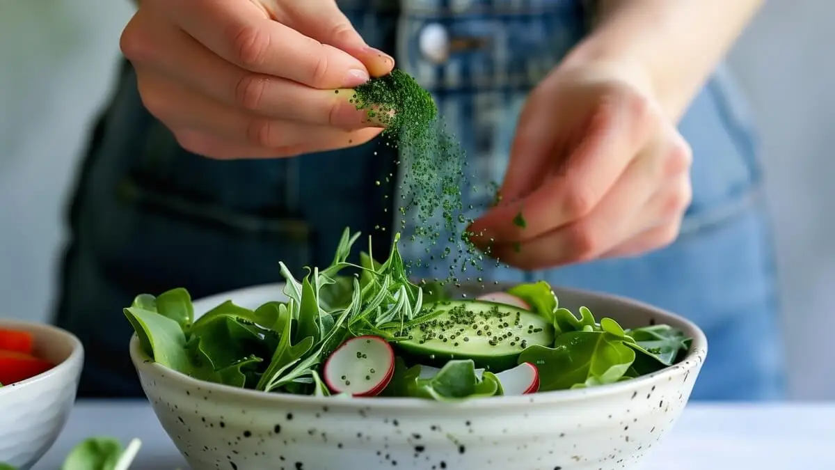 Tomar la espirulina con las comidas.