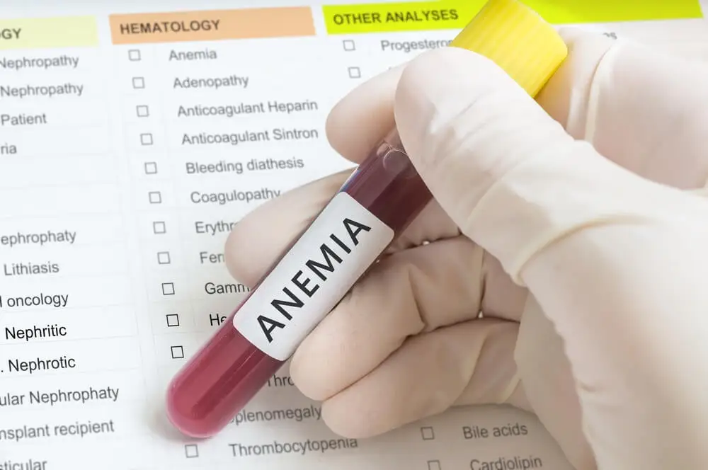 Bote de sangre con la leyenda "Anemia"