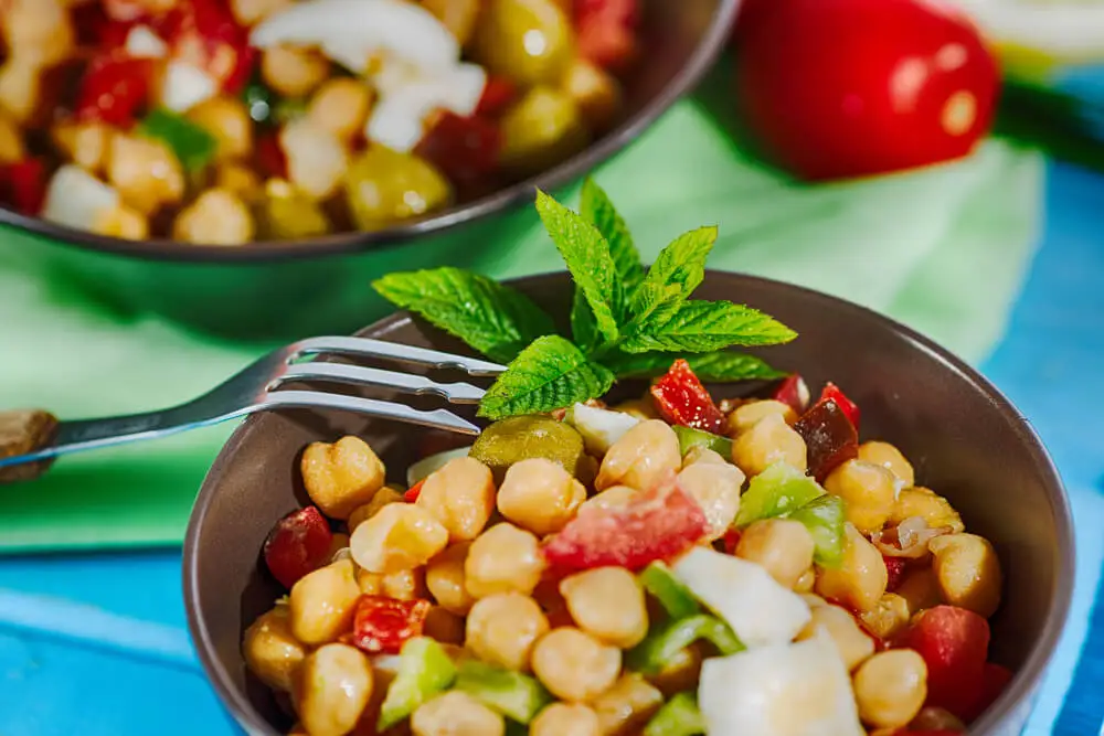 Legume salad with crab sticks