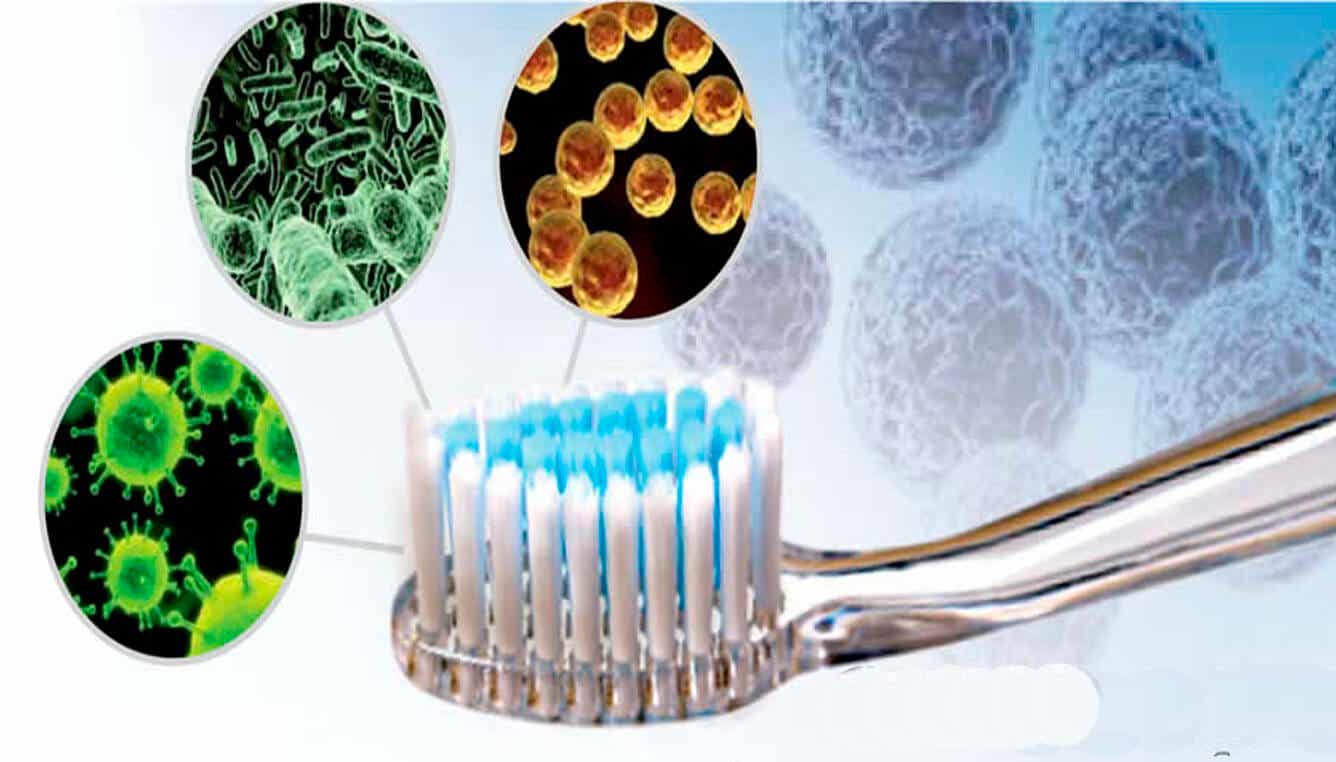 Cepillo de dientes con bacterias.