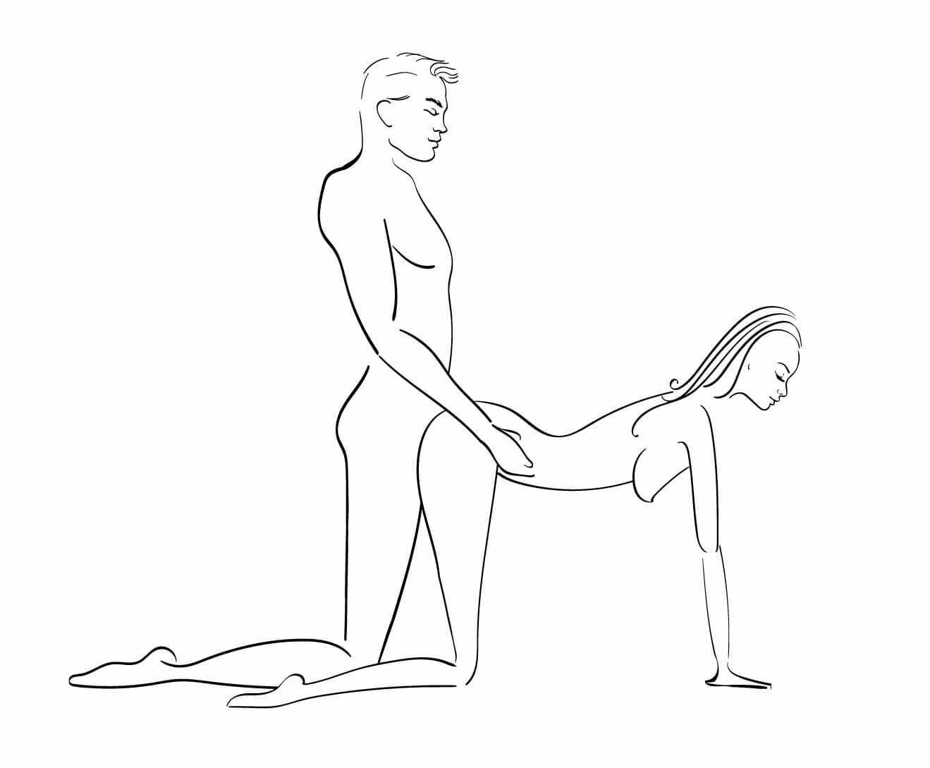 A man and woman having doggy style sex.