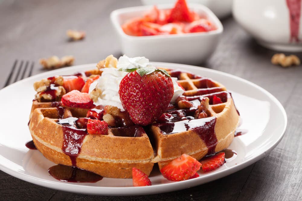 Gaufre chocolat et fraises.