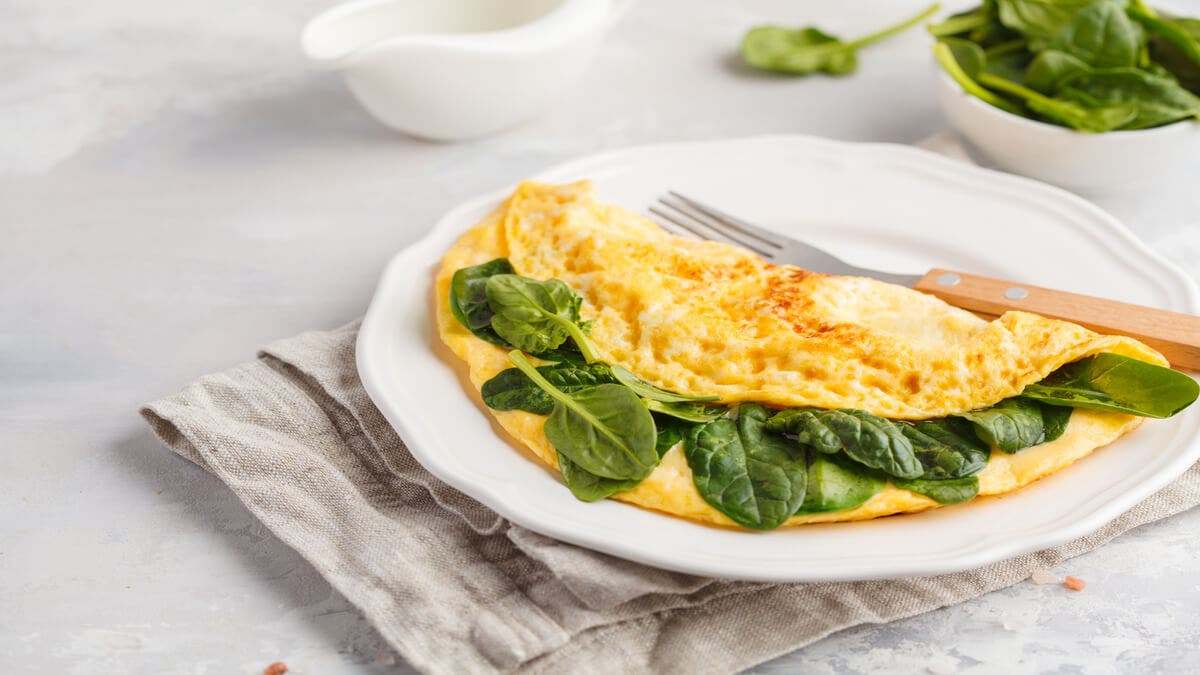 Tortilla con espinacas.