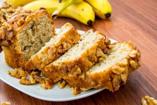 Pan de plátano y nueces libre de azúcar
