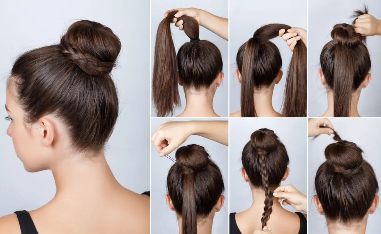 Rodete o moño con trenza.