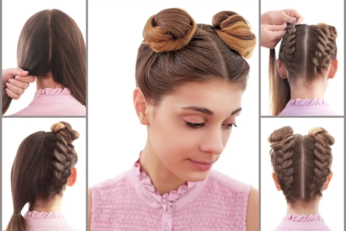 Space buns con trenzas.