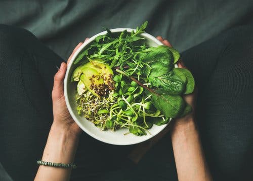 Bol de verduras en las dietas coreanas