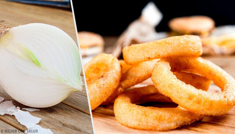Deliciosos aros de cebolla rellenos de queso