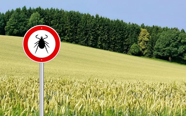 Warnschild an einem Feld