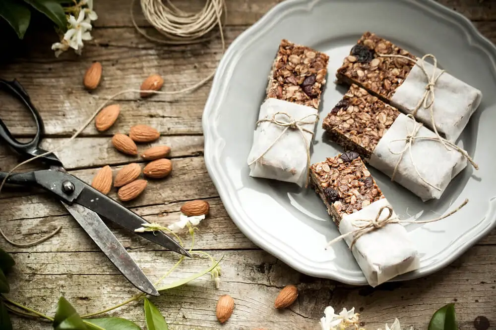 Barras de cereales energéticas y saludables.