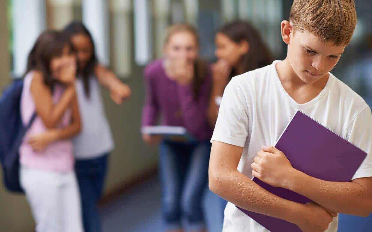 Bullying a un niño en la escuela.