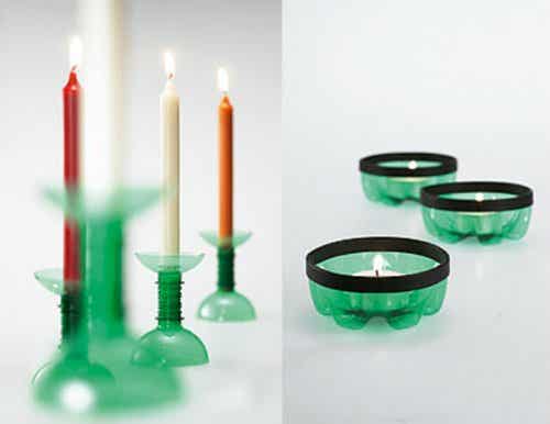Podemos elaborar candelabros a partir de elementos reciclables.
