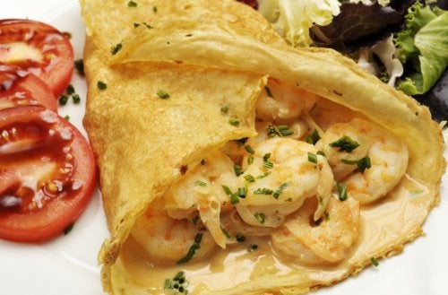 Prepara estos deliciosas crepes de camarones