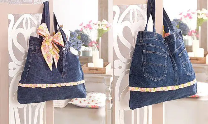 bolso con vaqueros reciclados