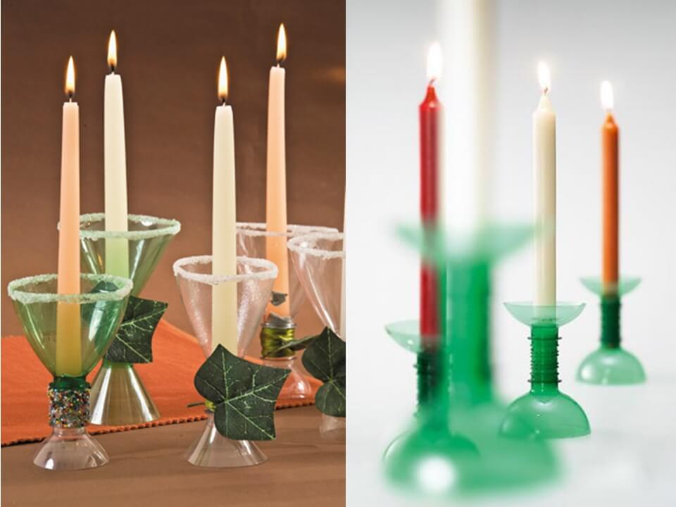 Los candelabros con plástico sirven para decorar el salón.