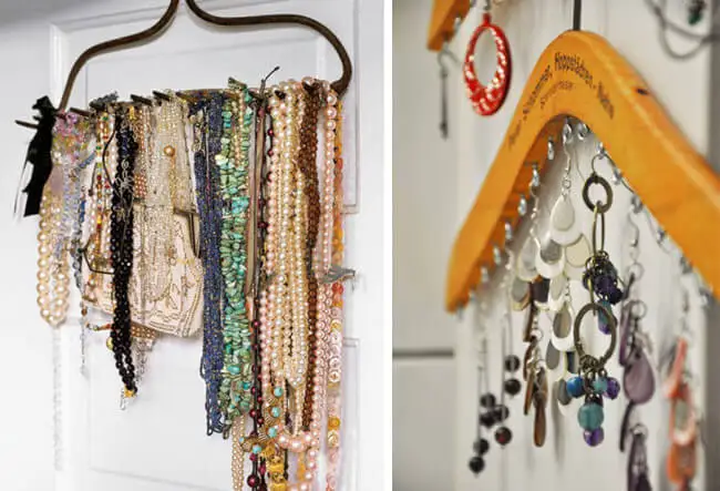 Usa perchas para ordenar tu bisutería