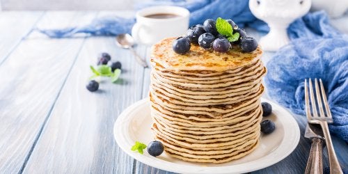 Tortitas con arándanos bajas en calorías