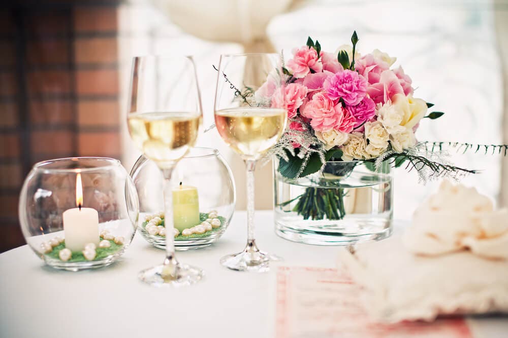 Centro de mesa de una boda.