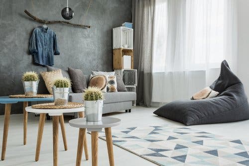 Decoración de casa en gris y minimalista