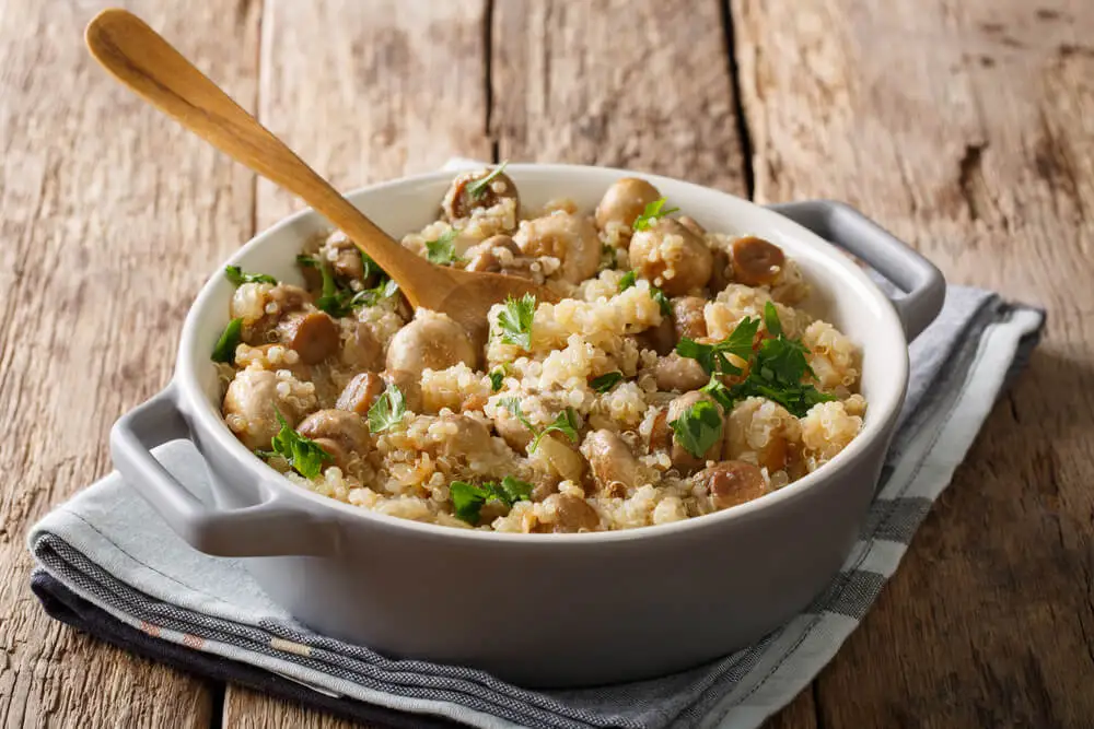 Risotto quinoa con champiñones.