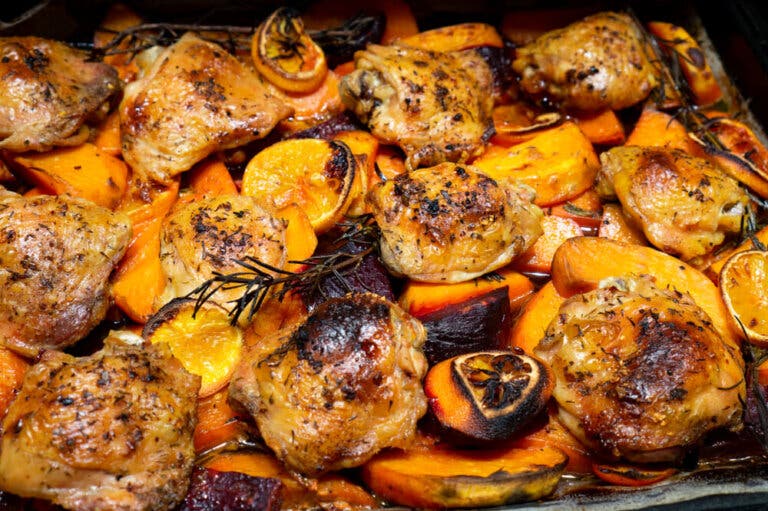 Pollo al horno con sirope de arce