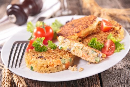 Tortilla de puerro, quinoa y bebida de avellanas