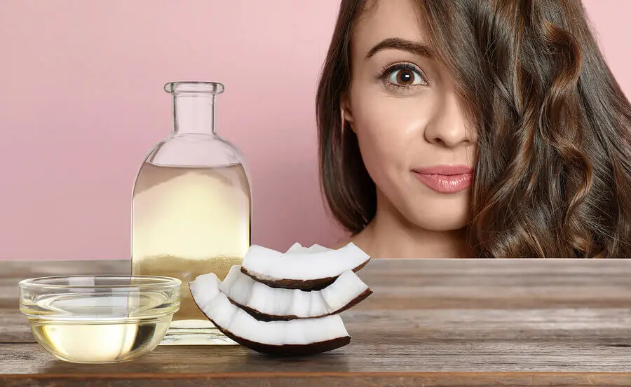 Aceite de coco para el cabello.