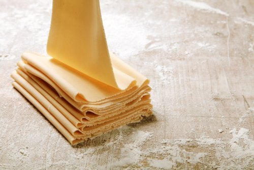 Lasaña de mango y brandada de bacalao