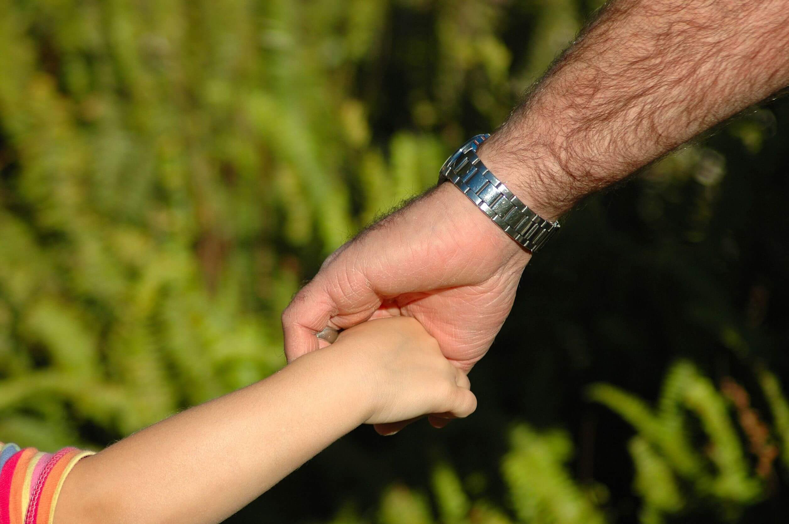 Padre e hijo de la mano.