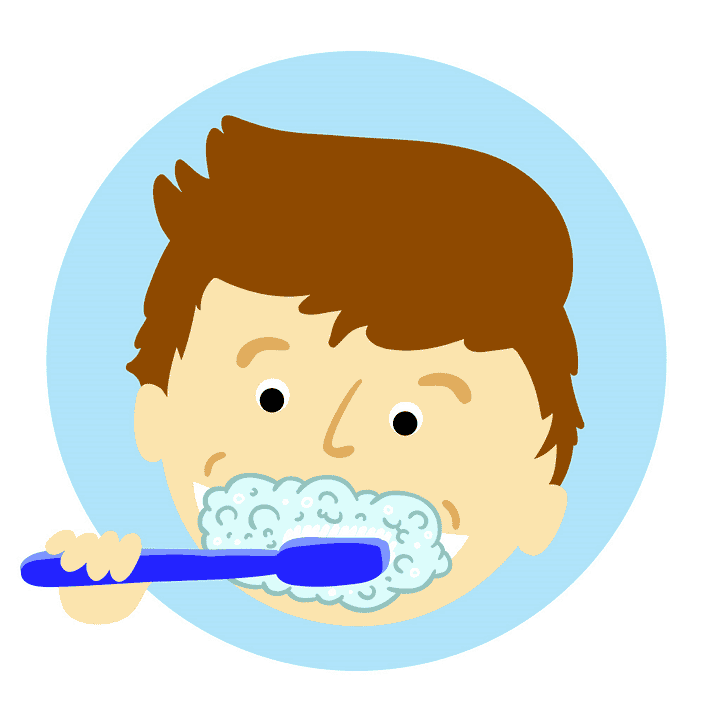 Dibujo de un niño lavándose los dientes.