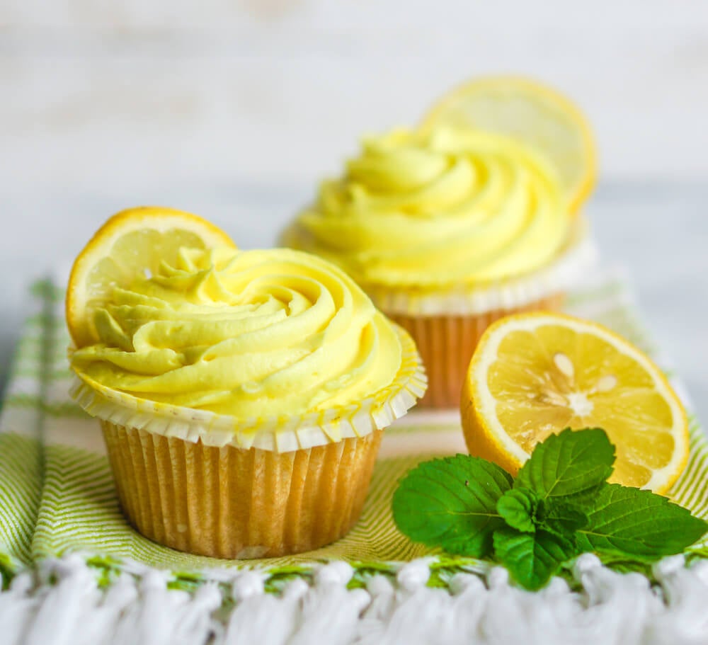 Cupcakes de limón y albahaca veganos