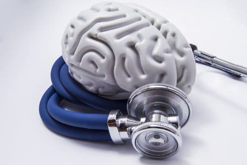 Representación de cerebro con un estetoscopio