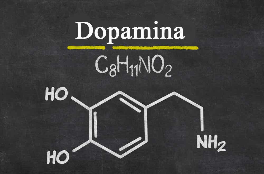 Fórmula química de la dopamina.