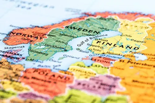 Mapa de países nórdicos de donde proviene la dieta nórdica.