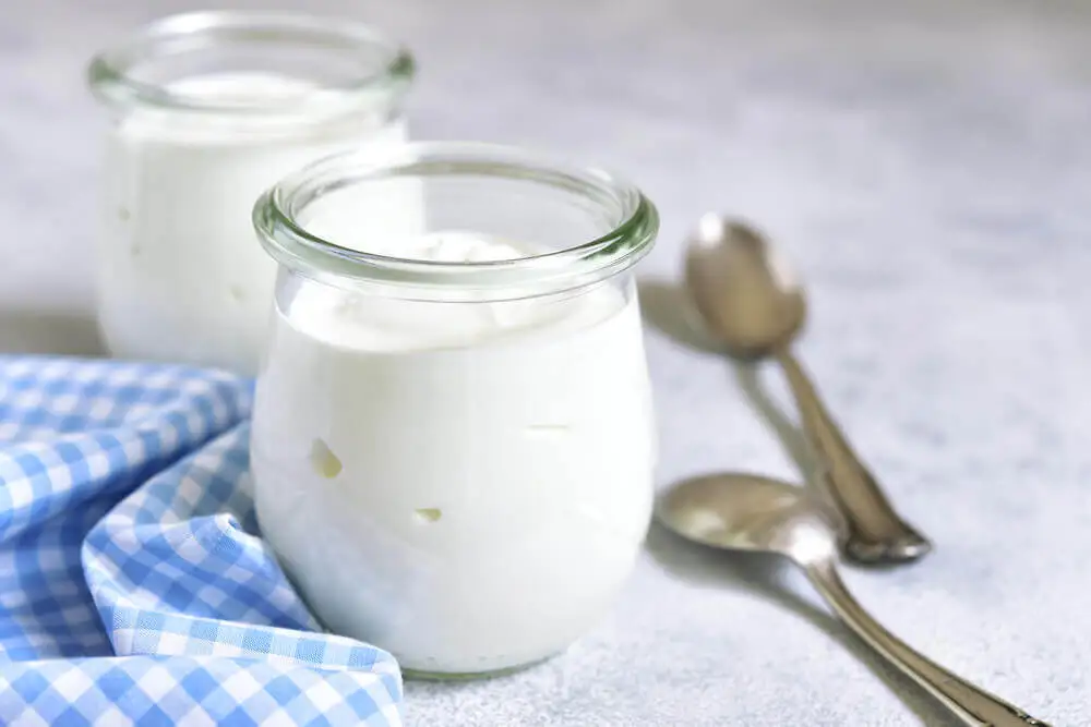 Botes de yogur natural saludables.