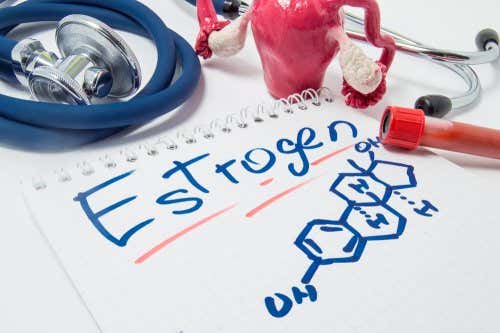 Estructura química del estrógeno con material médico