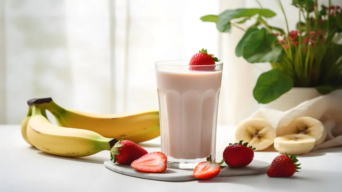 Batido de plátano y fresas.