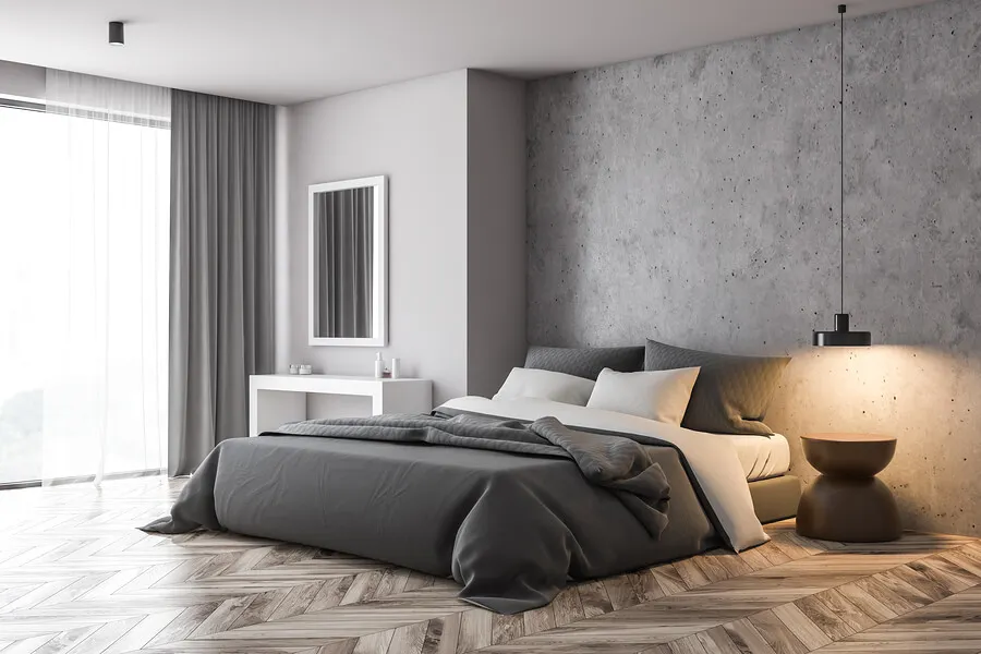 Habitación con decoración gris.