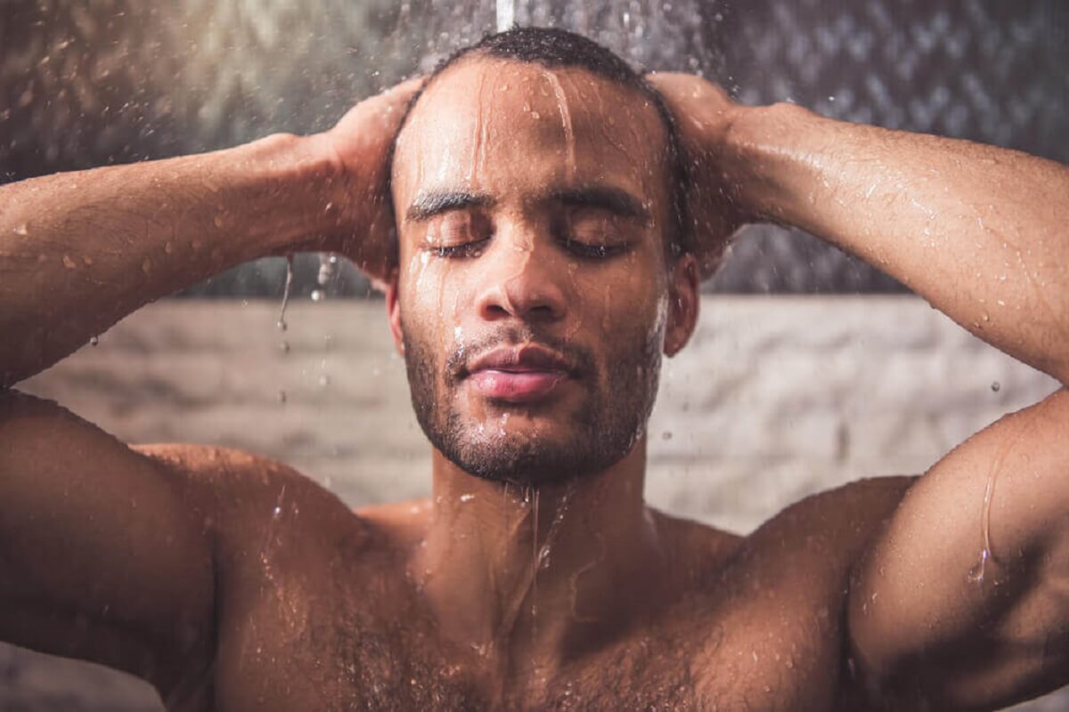 A man with cannabinoid hyperemesis syndrome showering.