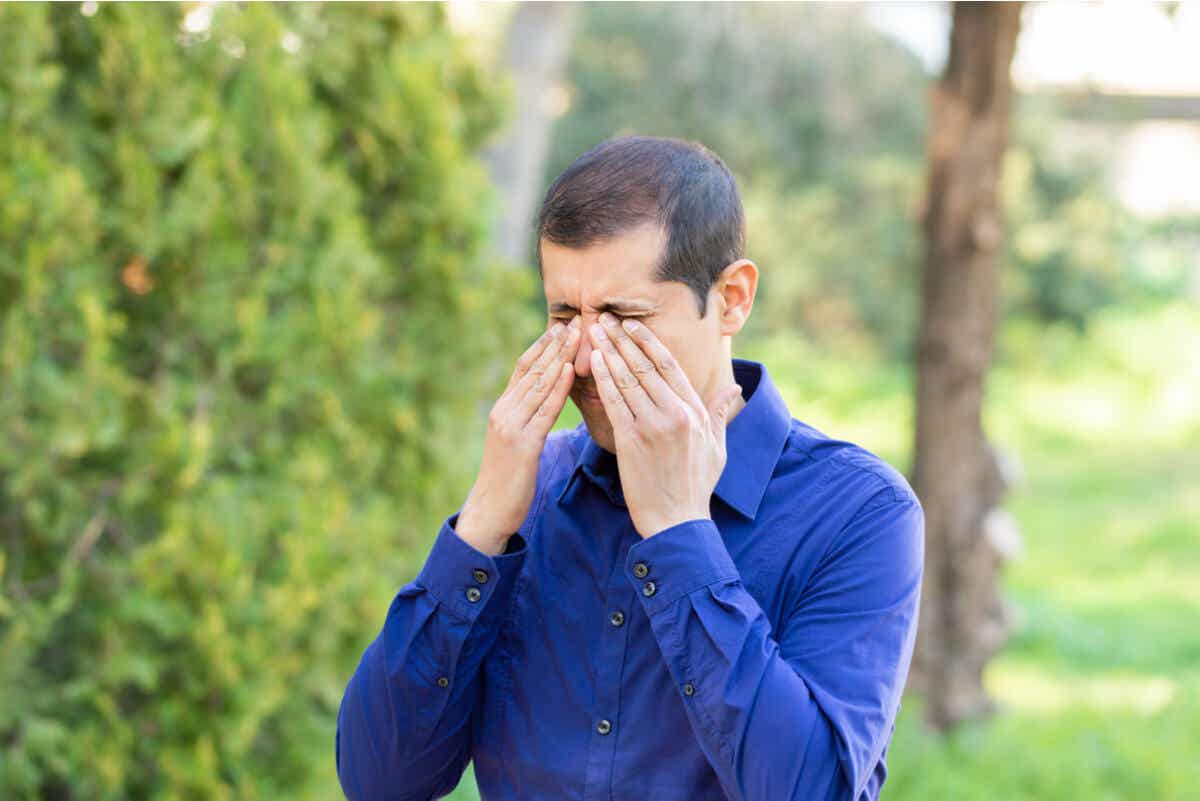 Alergia al polen en los ojos.