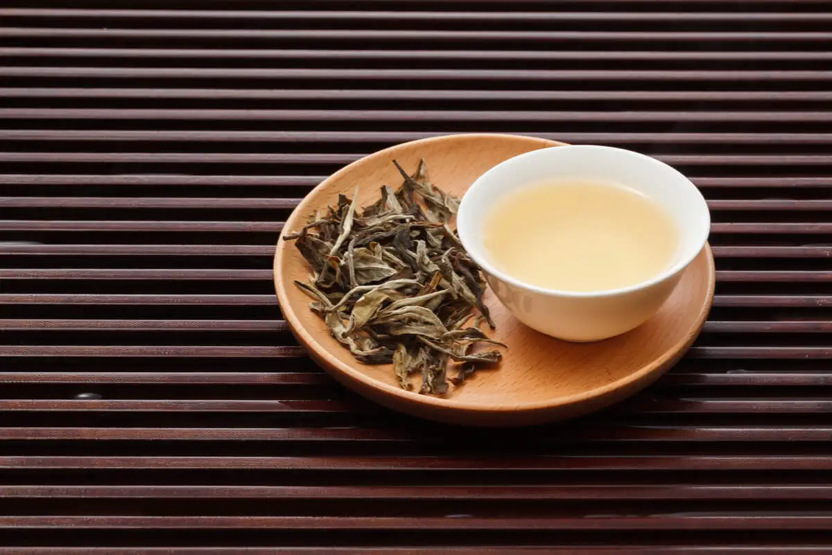 Té blanco servido en taza.