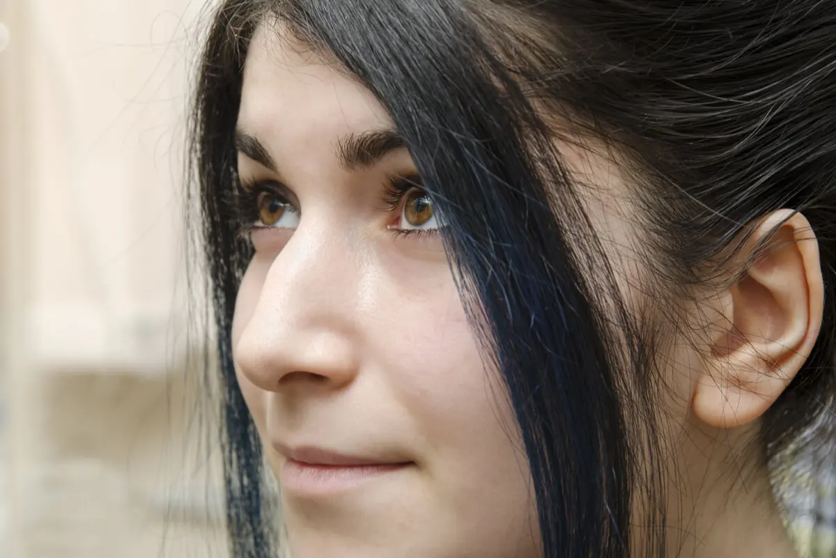 Perfil de nariz de mujer.